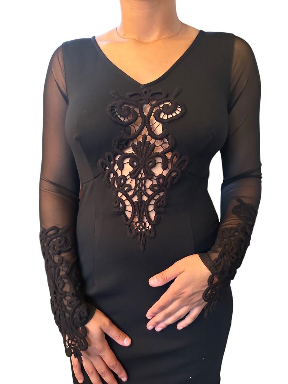 TOBI Black lace-accented dress size M